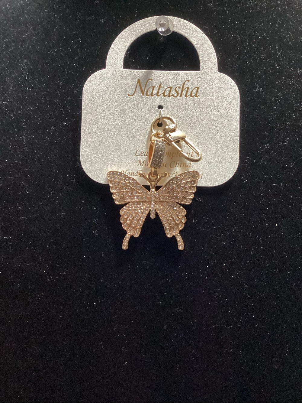 Natasha Couture Gold Butterfly Charm Keyring